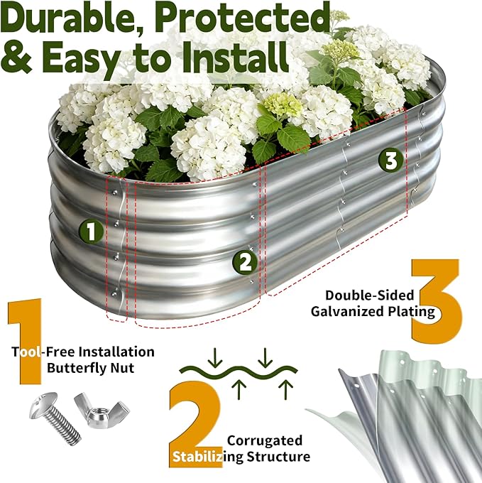 Galvanized Raised Garden Bed Outdoor, Large Raised Bed - Image 2