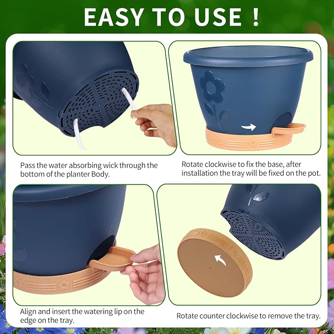 Plant Pots, Flower Pots for Indoor/Outdoor Plants, Self Watering Plastic - Image 5