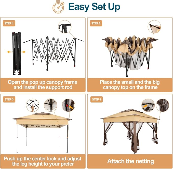 COBIZI 10x10 Pop Up Gazebos on Clearance 11x11 Canopy Tent Easy Up Outdoor - Image 8