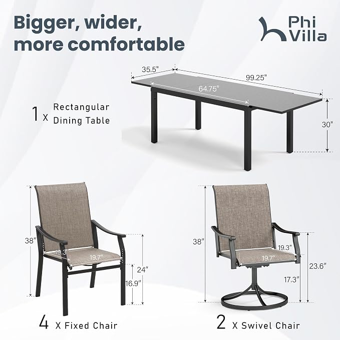 PHI VILLA Patio Dining Table and Chairs - Image 7