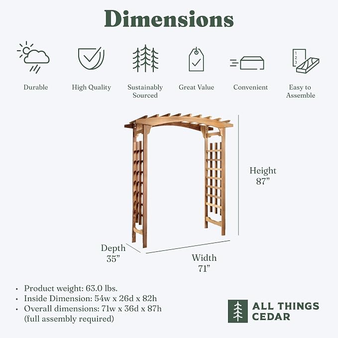 All Things Cedar 6-Foot Pagoda Arbor Garden Arch Trellis - Image 3