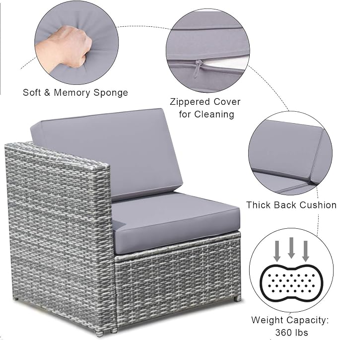 Tangkula 8 PCS Outdoor Patio Furniture Set, Rattan Wicker Sofa Set, Sectional - Image 7