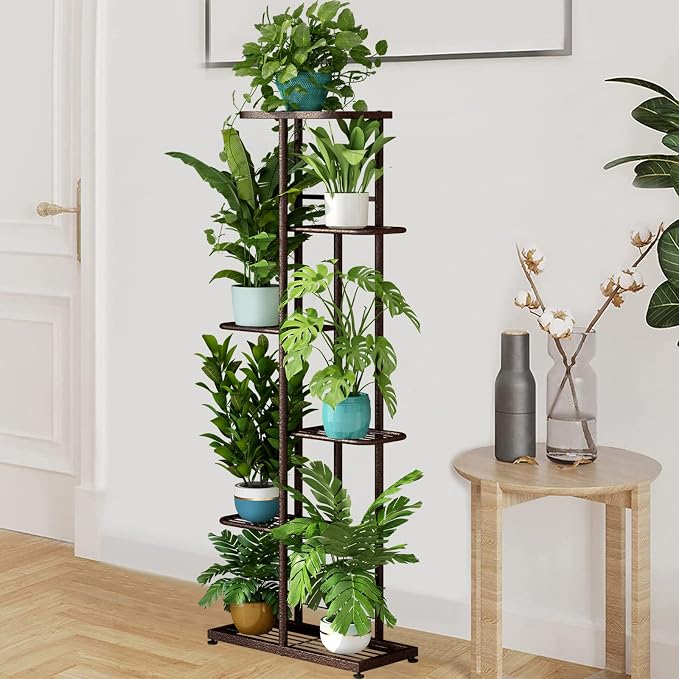 LINZINAR Plant Stand Metal 6 Tier 7 Potted Multiple Flower Pot Holder Shelf - Image 6