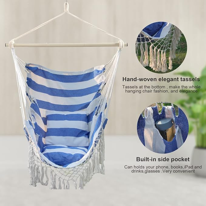 Hammock Chair, Hanging Rope Swing Seat - Image 4