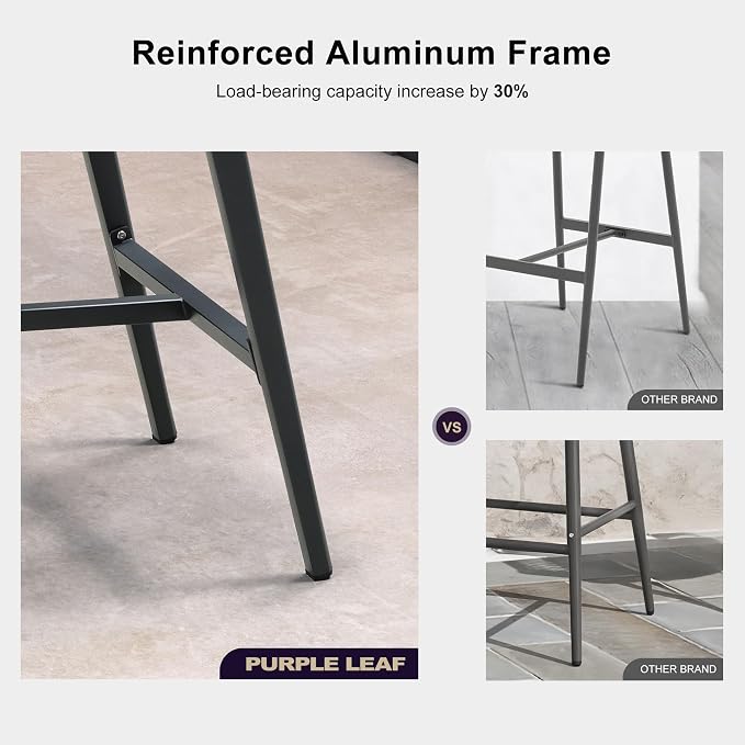 PURPLE LEAF Outdoor Counter Height Bar Stool Set of 2 Rattan Bar Chair - Image 6