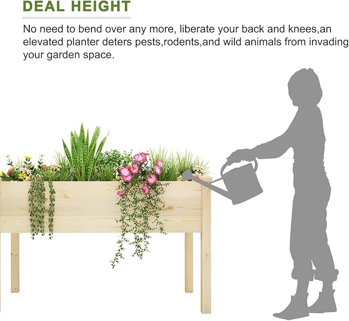BIRASIL Outdoor Raised Garden Bed, Wood Planter Box - Image 3