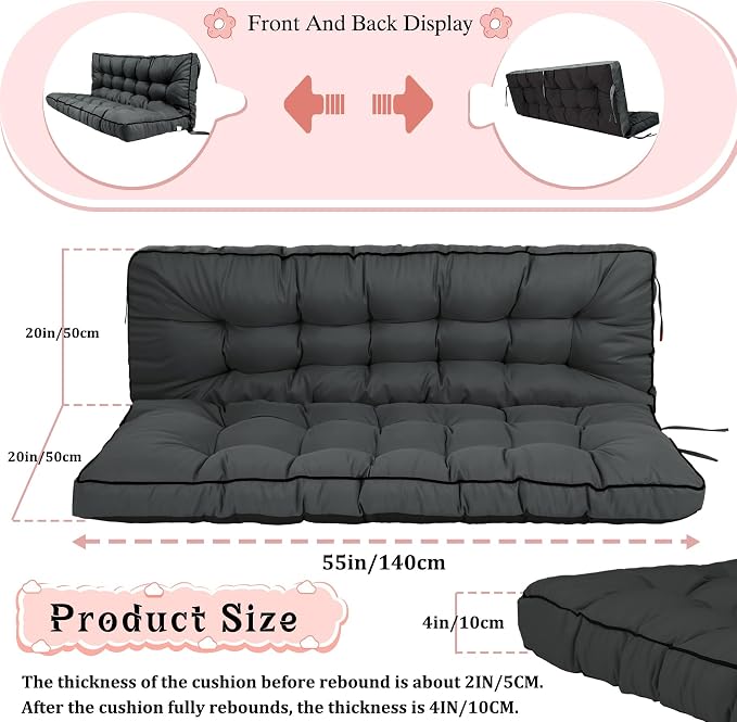 2-3 Seat Swing Replacement Cushion, Outdoor Bench Cushions - Image 4