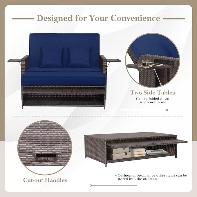 COSTWAY Patio Rattan Daybed - Image 9