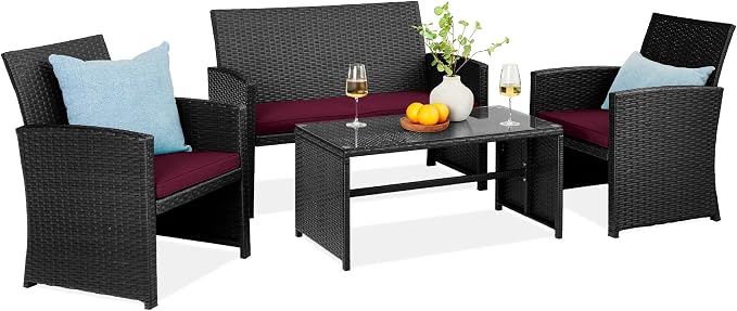 Best Choice Products 4-Piece Outdoor Wicker Patio Conversation Furniture Set by BestChoiceProducts