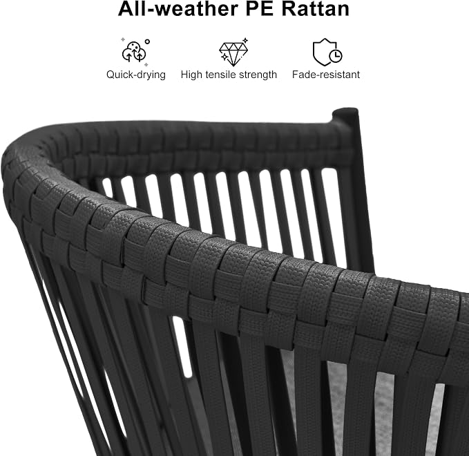 PURPLE LEAF Outdoor Bar Height Stools Set of 2 Patio Metal Modern Wicker Bar - Image 5
