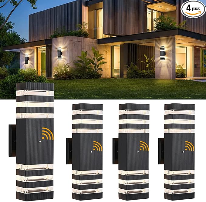 DASTOR 4 Pack Dusk to Dawn Outdoor Wall Lights, Up and Down Outdoor Lights by DASTOR