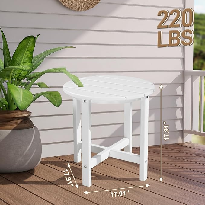 Outvita Adirondack Side Table, 18 Inch Round Outdoor End Table, HDPE Weather - Image 3