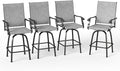 PHI VILLA Outdoor Swivel Patio Bar Stools Set of 4, 30 Inch Bar Height Tall by PHIVILLAThepioneerofcomfortablehouseholdsupplies