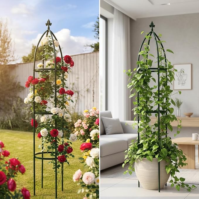 100% Metal Obelisk Garden Trellis 6.3 Feet Tall Sturdy Plant Support - Image 7