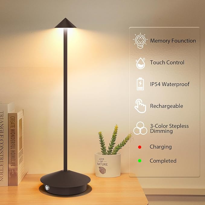 2-Pack 6000mAh Rechargeable Led Table Lamp Cordless, 3000K-6000K Stepless - Image 3