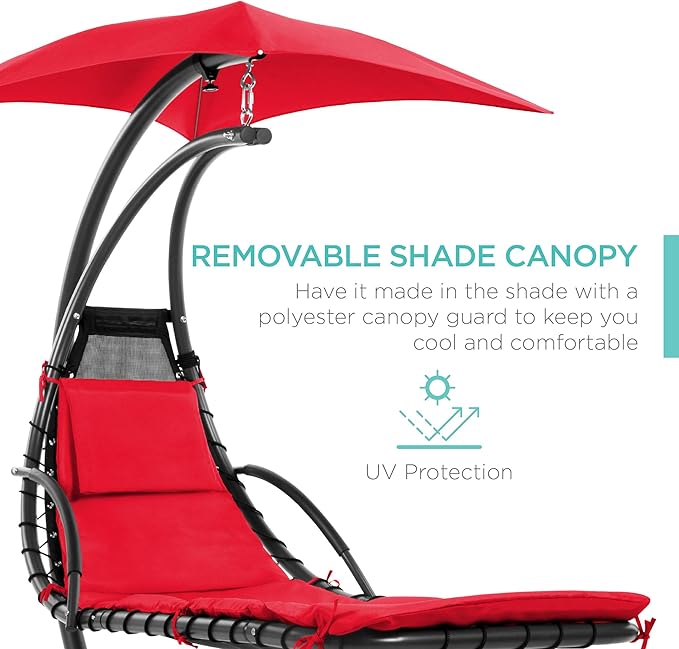 Best Choice Products Outdoor Hanging Curved Steel Chaise Lounge Chair Swing - Image 4