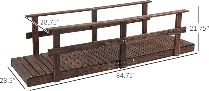 Outsunny 7' Wooden Garden Bridge - Image 7