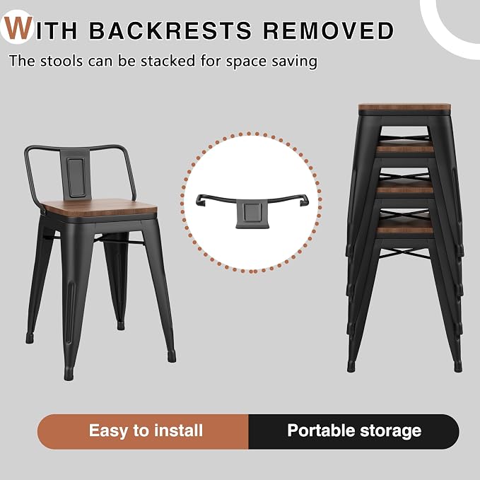 Changjie Furniture 18 Inch Metal Bar Stools Counter Stool Modern Barstools - Image 6