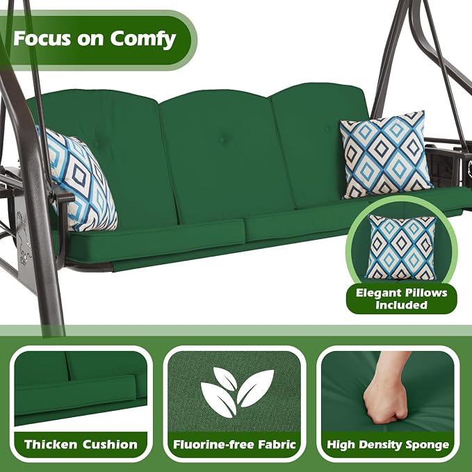 3-Seat Outdoor Porch Swing - Image 4