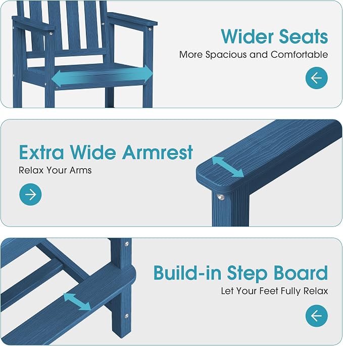 Ciokea Heavy Duty Bar Height Chair, 380lbs Outdoor Adirondack Tall Bar Chair - Image 3