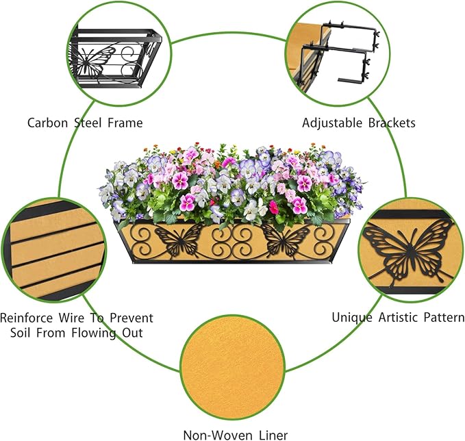 6 Pack 24 Inch Window Boxes Planters Railing Planter Box - Image 2