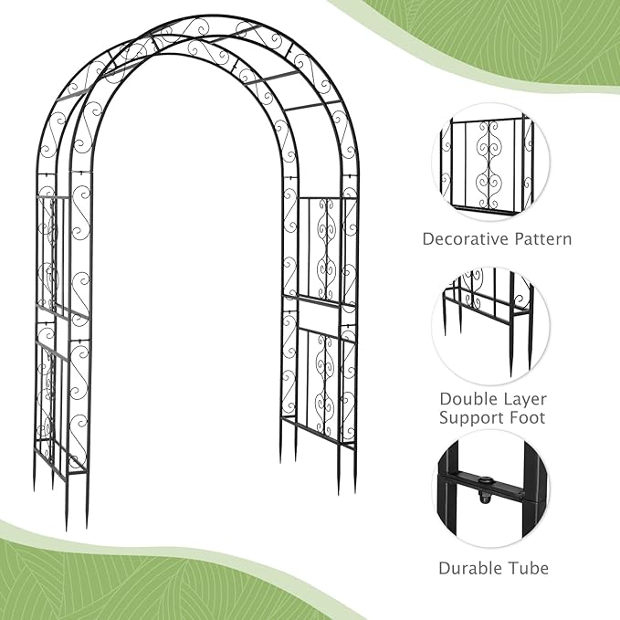 7FT Heavy Duty Steel Garden Arbor - Image 6