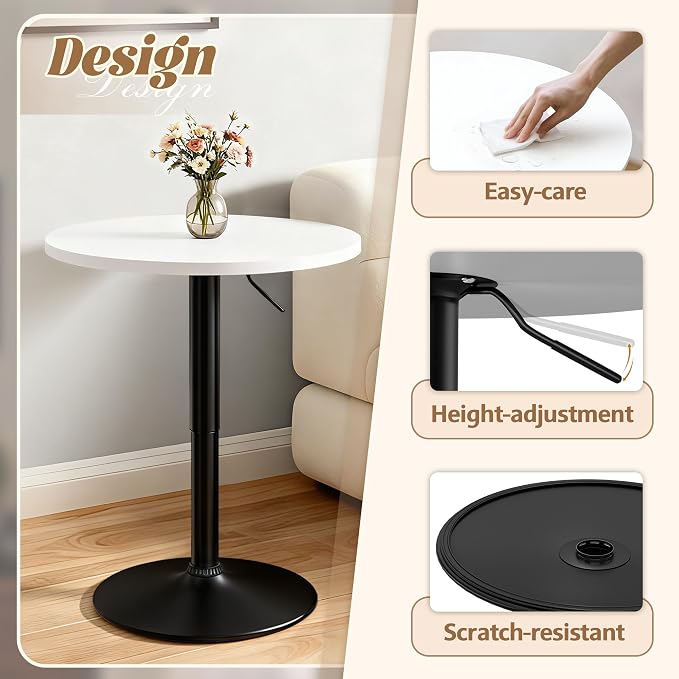 Shahoo Bar Table, Adjustable Height Pub Table 27.4-36 Inches, Cocktail Table - Image 5
