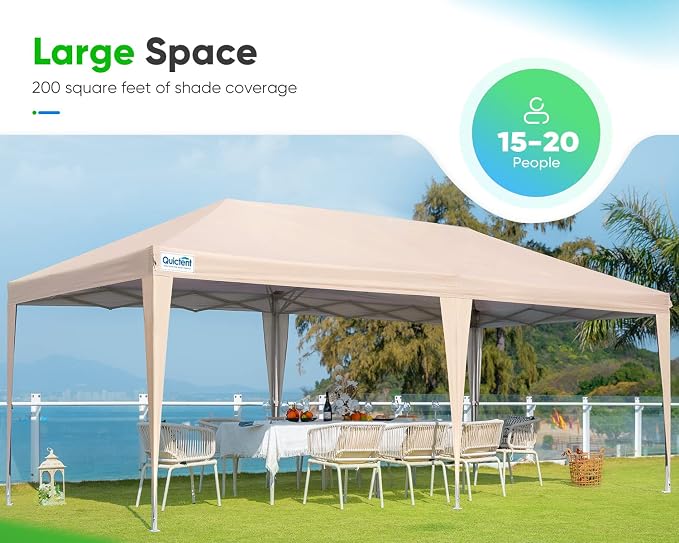 Quictent 10x20 Pop up Canopy Without Sidewalls Easy up Canopy Tent Instant - Image 3