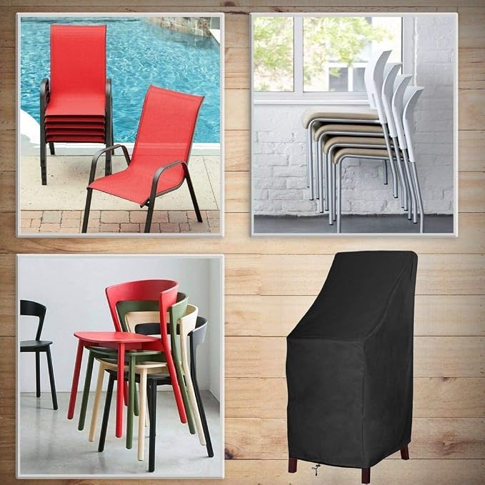 High Back Patio Chair Cover, Stackable Outdoor Chair Covers, Durable 600D - Image 6