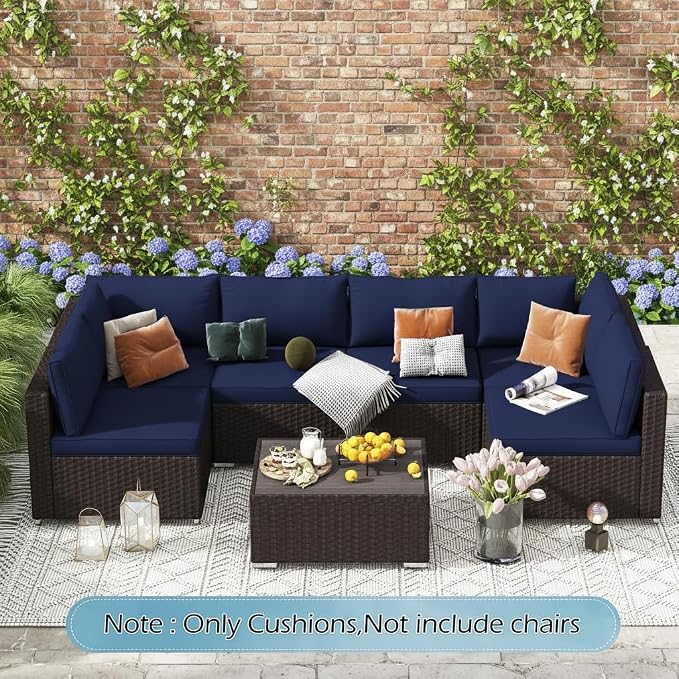HOMREST 14-Piece Outdoor Patio Cushions, 25x25 Deep Seat Replacement, Water - Image 8