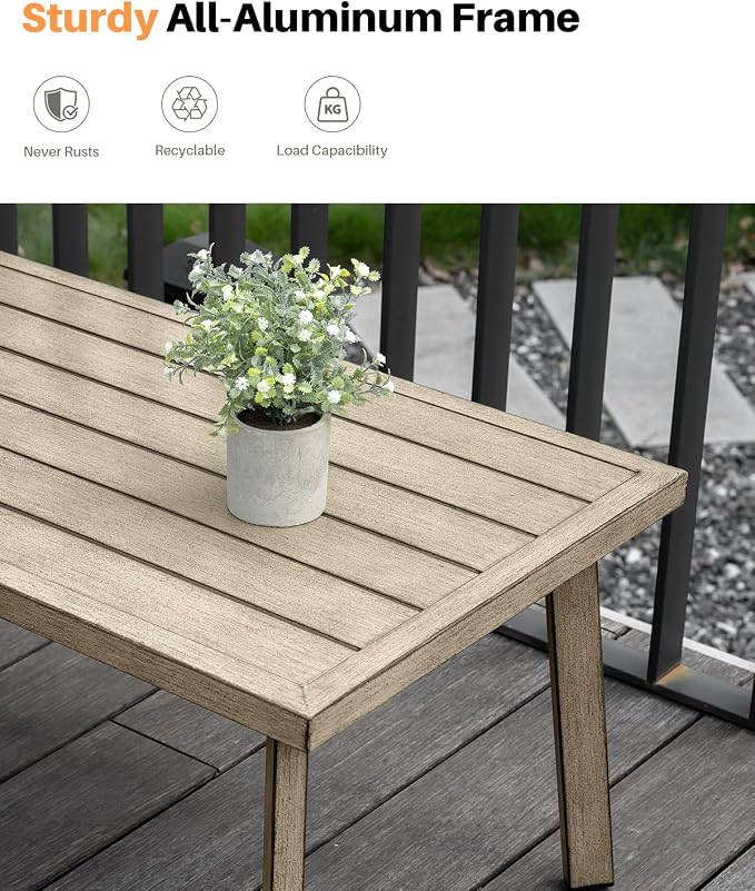 Patio Coffee Table, Never-Rust Aluminum Outdoor Coffee Table - Image 5