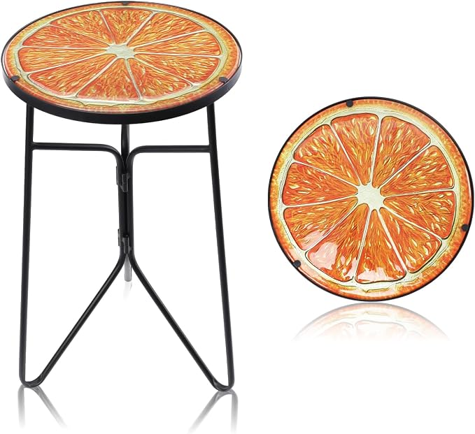 VCUTEKA Patio Side Table Outdoor Accent Table Bistro Coffee Tables Plant End by VCUTEKA