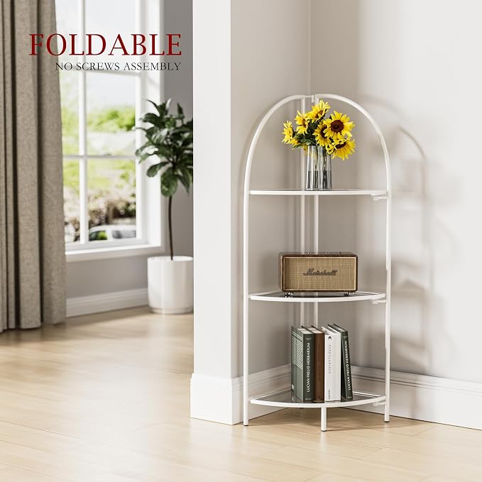 Crofy Foldable 3 Tier Corner Shelf, Metal Corner Plant Stand - Image 6
