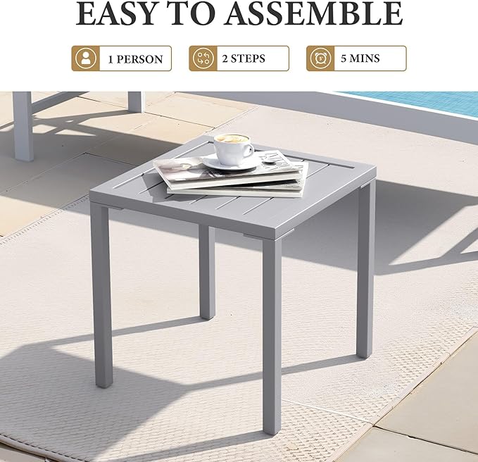 Crestlive Products Aluminum Outdoor Side Table, Pool Lounge Chair Side Table - Image 6