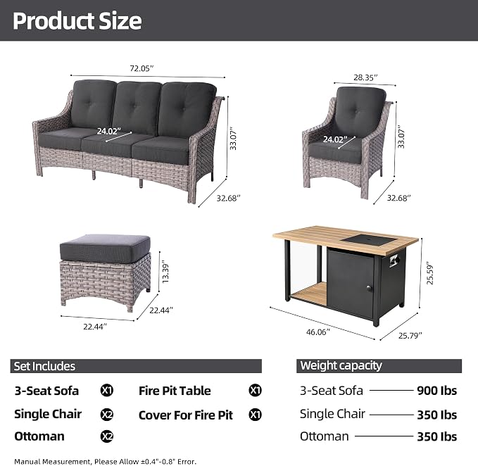 HOOOWOOO 6 Piece Patio Furniture Sets - Image 7