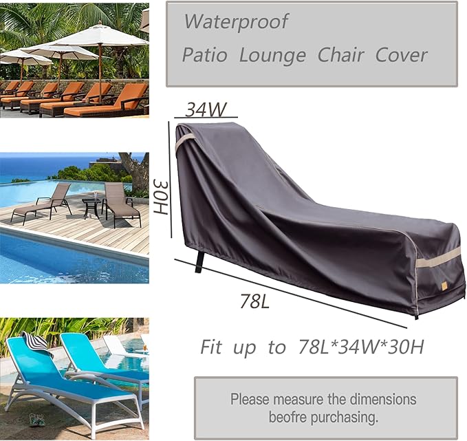 Patio Chaise Lounge Cover Waterproof, Heavy Duty Outdoor Lounge Chair Covers - Image 2