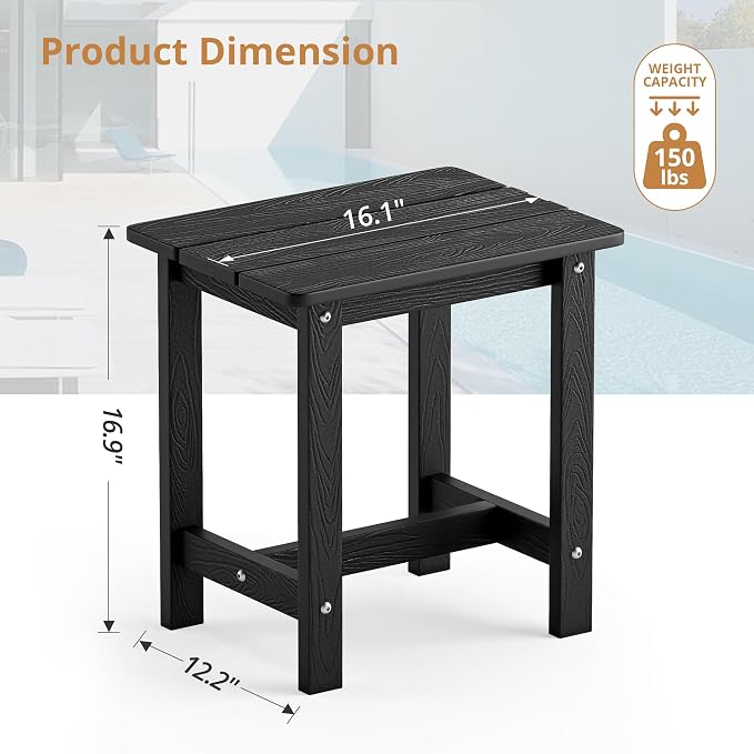 LUE BONA Outdoor Side Table, HDPS Small Outdoor Adirondack Side Tables - Image 2