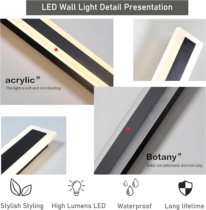 2Pack 23.6inch Long Outdoor Modern LED Wall Light, 18W Waterproof IP65 Warm - Image 8