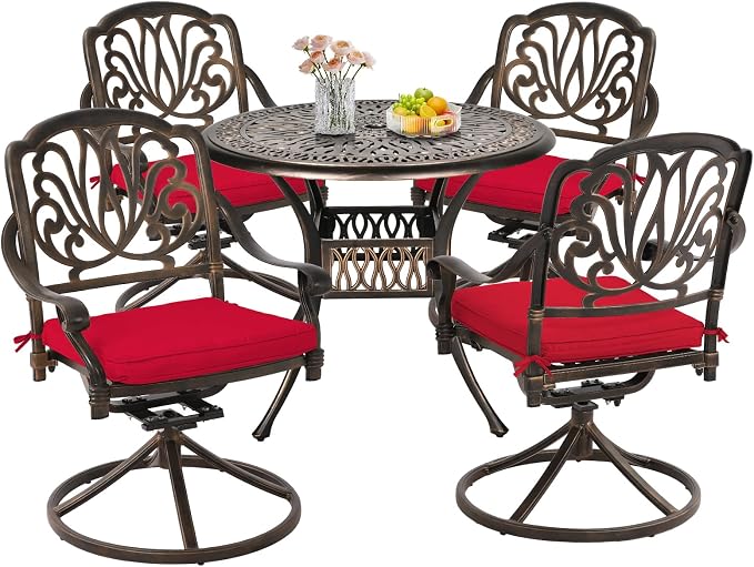 Grepatio 5 Piece Outdoor Dining Set Cast Aluminum Patio Dining Set Table and by Takesyoutohaveawonderfullife
