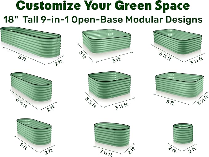 9-in-1 Galvanized Steel Raised Garden Bed // 8×2×1.5 ft Modular Planter - Image 2