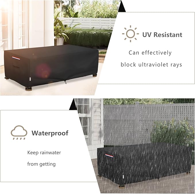 Outdoor Coffee Table Cover Waterproof, Heavy Duty Patio Rectangular Side Table - Image 6