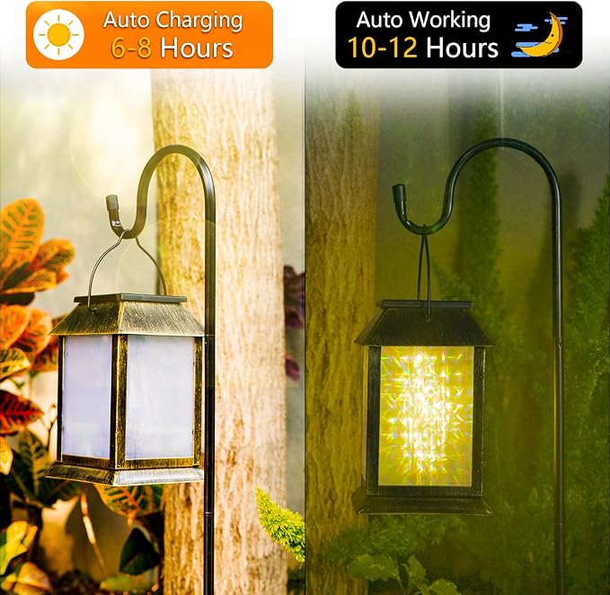 2 Pack Solar Lanterns Outdoor Waterproof, 3D Hanging Solar Lights, Type-C - Image 4