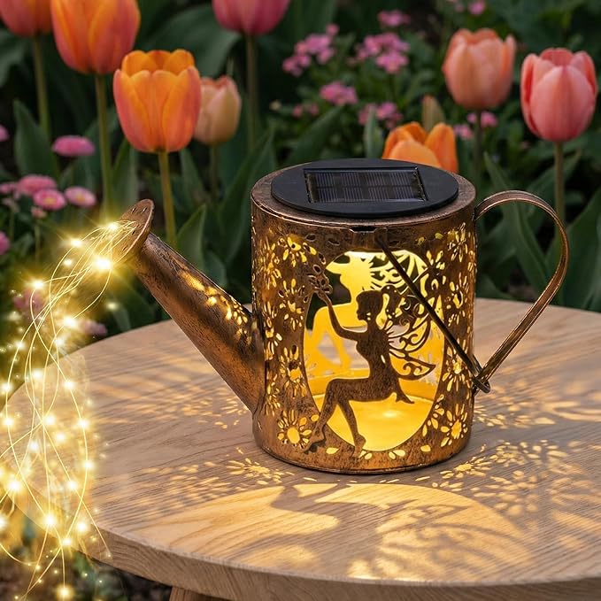 Solar Watering Can Light with Bunny Silhouette Stake & Fairy Design - Image 8