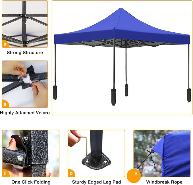 BestOffice Canopy Tent, 10X10 FT Pop Up Canopy Outdoor Instant Tent Slant Legs - Image 6