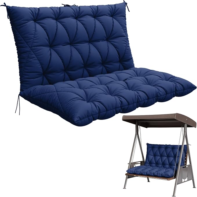 Porch Swing Cushion with Backrest, Waterproof Bench Cushion by Pakunoda
