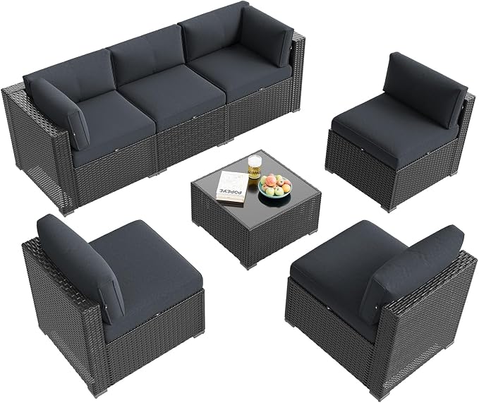 Aoxun Patio Furniture Set, 7 Piece Outdoor Sectional Sofas - Image 9