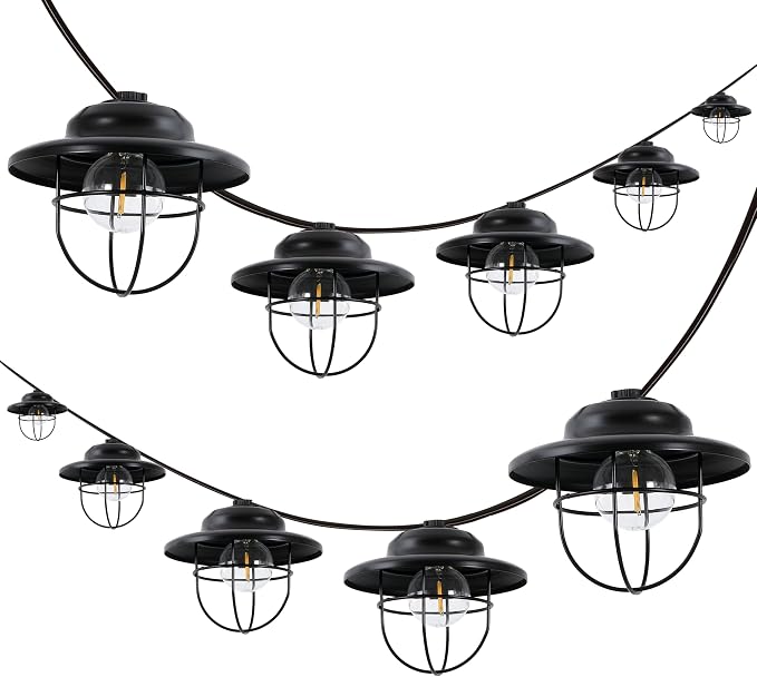 JONATHAN Y 10' Black 10-Light Rustic Farmhouse LED String Lights - Image 7