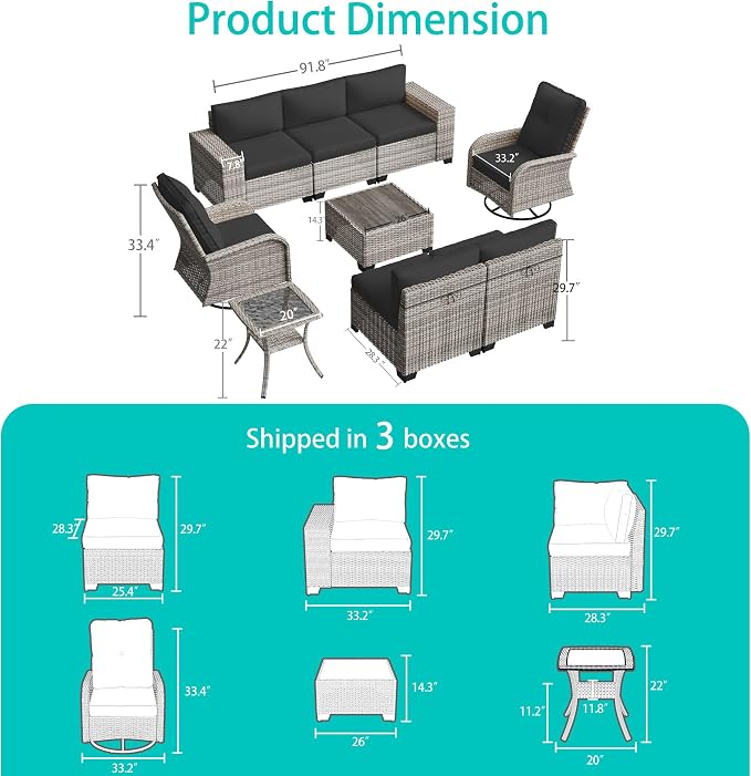 9-Piece Outdoor Patio Furniture Set - Image 5