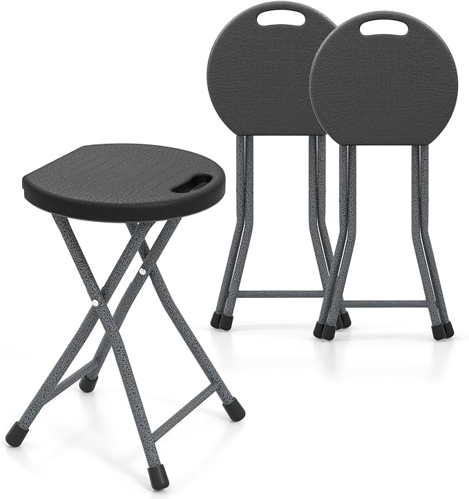 GYMAX Folding Stool, 18in Portable Collapsible Bar Stool by GYMAX