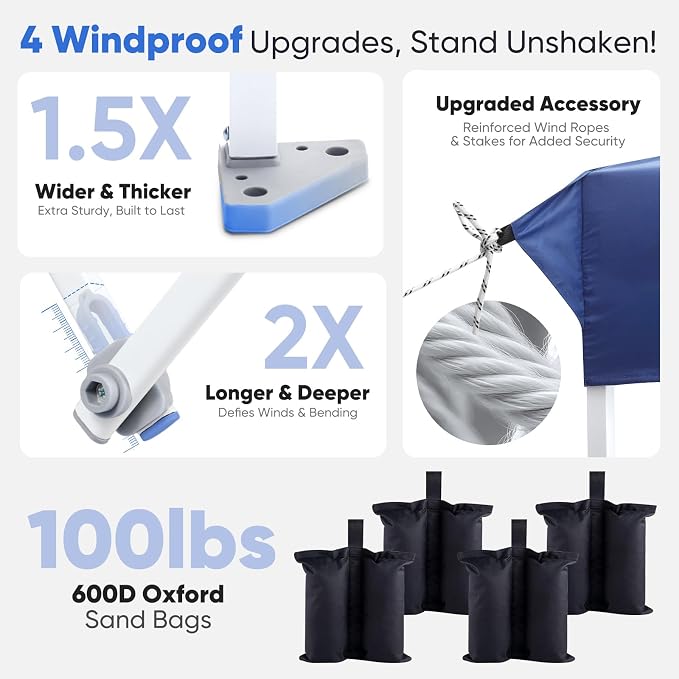 Sekey 10x10 Pop Up Canopy with One Push Setup-Easy Up Canopy with 99% UV - Image 3